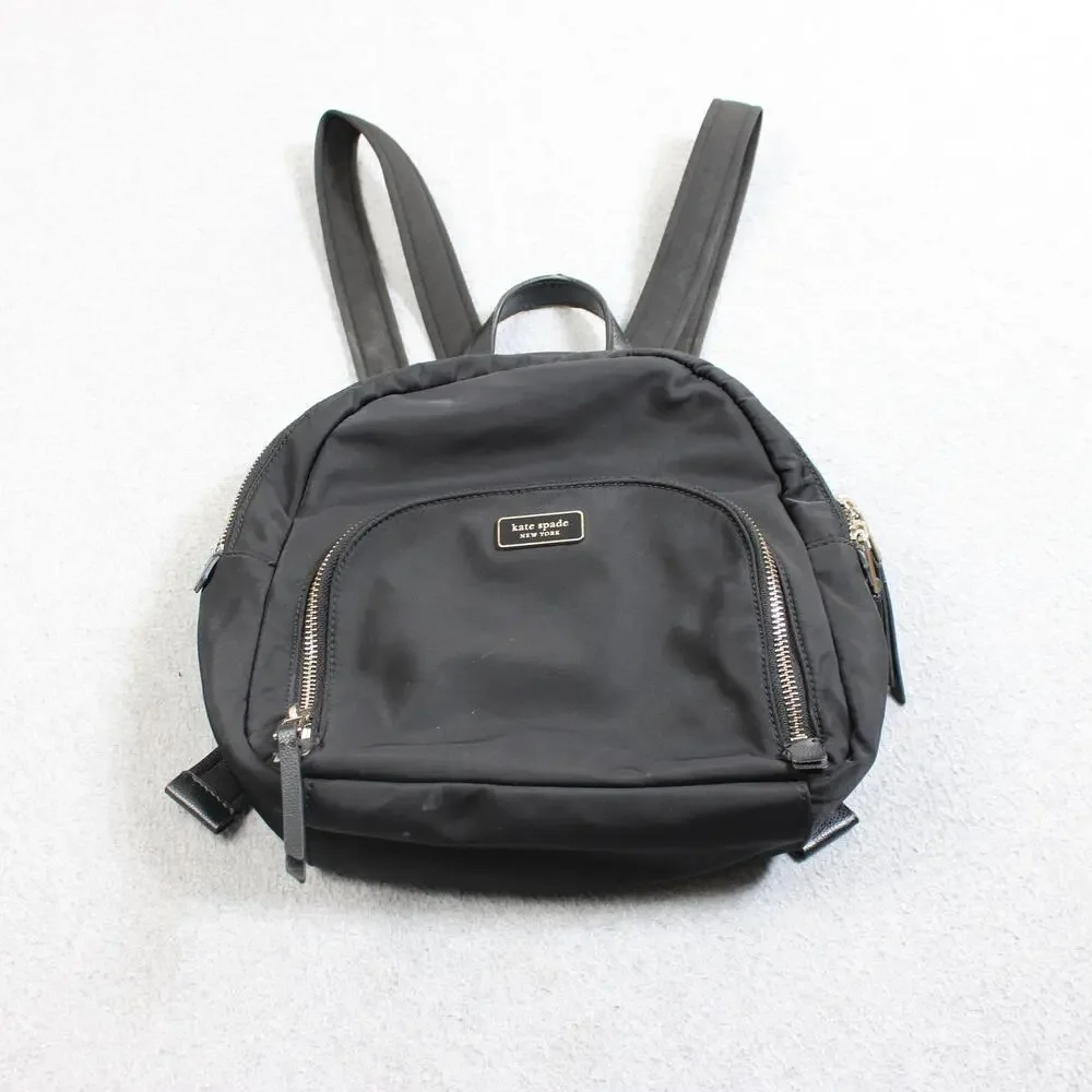 Kate Spade Backpack Women Small Black Nylon Mini Bag Gold Zip Casual Travel READ